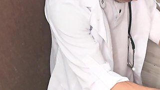 Doctor and Nurse Can't Resist and Have Sex in the Hospital Bathroom During Their Shift