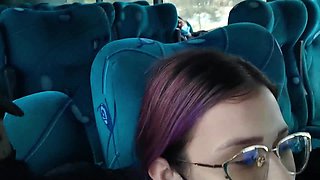 Blowjob and fucking with creampie in public service bus