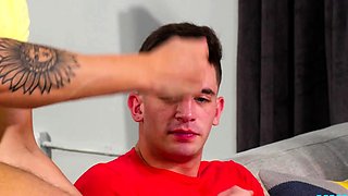 Femboi jock teasing for threeway at dorm
