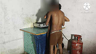 Stepsister Fuck with Stepbrother in Kitchen When She Making Food