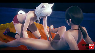 Hentai Kitty Girl Sex in the Swimming Pool - Asian Japanese Manga Anime Porn