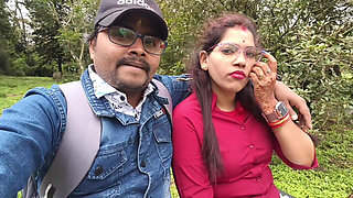 Indian Desi Girl Kissing Scenes and Boobs Press by Her Boyfriend in Forest