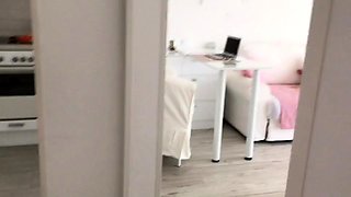 Cute teen girl enjoys foot fetish