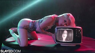 SLAYED Luscious ladies Emily  Charlotte lap each other up: Blonde, Brunette  Masturbation Porn
