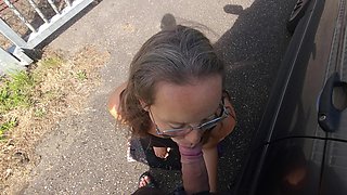 Suck a Dick Next to the Car, I Love How I Make Him Cum on My Face