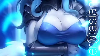 Furry girl nude and light armor showing their big breast (Ai models)