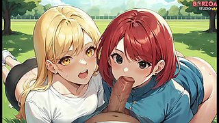 Facial Cumshot in Public Park - Blonde, Redhead, Shoolgirl Teen