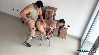 Sexy Latina Goddess Boss Catches Employee Lounging on the Floor