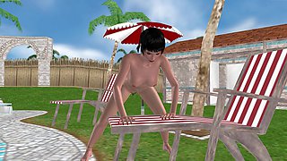 3D Animated Sex Videos: Beautiful Girl Masturbating with a Cucumber