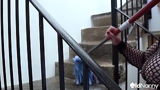 British Milf Auntie Trisha Solo Stair Play - OLDNANNY