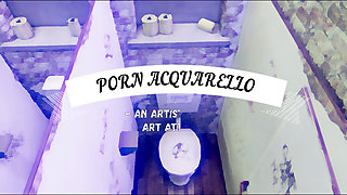 Porn Acquarello Big Tits Hard Fucked in a Dirty Toilet