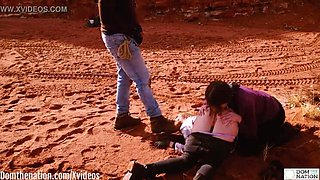 Petite teen Brooke Johnson eats Rebel Rhyder's big blonde ass outdoors in nature