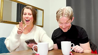 A chubby brunette with big natural tits takes a sensual shower with her partner.