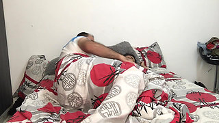 I give my husband's dick a blowjob and we make horny video.