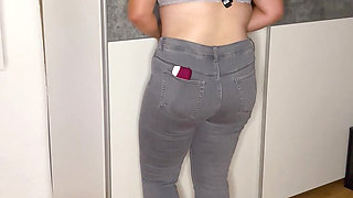 Bonie & Clyde Masturbation Standing Trembling Twitch Moaning Horny Blonde Solo Pussy Clitoris Rubbing Fingering Jeans Bra Multiple Orgasms