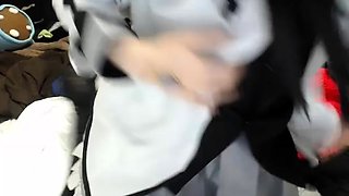 Cute curly brunette solo webcam masturbation