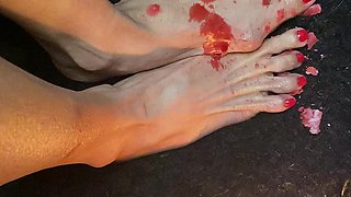 Really Nice Tiny Feet with Red Long Toes with Candle Wax
