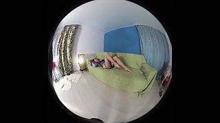 Arina Masturbates With Glass Toy On Sofa - Redhead Solo Model Lingerie Toying