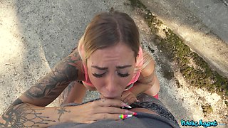 Marika Milani is sucking cock in POV outdoors