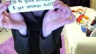 Sexy brunette wearing stockings masturbates webcam