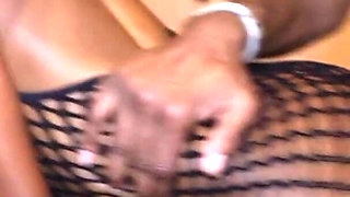Two fabulous ebony babes get fucekd and sprayed with jizz
