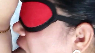 Deep Throated Mature Wife with Eye Mask Sucking