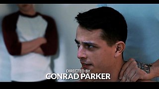 Handsome twink hard anal DP in 3some