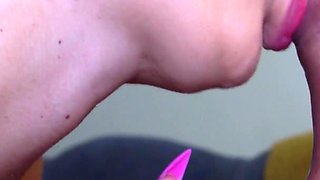 Close up blowjob very deep and juicy oral creampie
