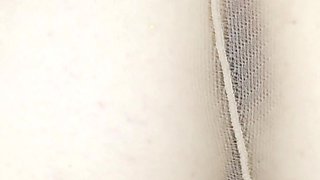 Ribbe Dildo Through Ripped Pantyhose