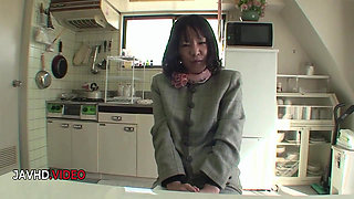 Kinky Asian babe Kiyoe Majima pleasures her furry cunt using a toy vibrato r