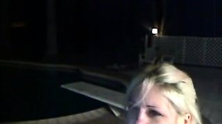 Slutty amateur blonde smoking and jerking dick