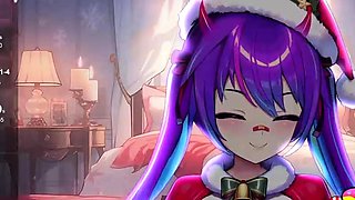 Brunette cums to hentai