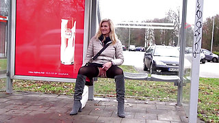 Sexy blonde pierced mature fucked in car