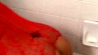 Hot Blonde Babe in Black Nylons Masturbates Solo