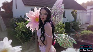 Teenage darkhaired babe shows her sexually attractive body