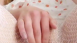Gentle Masturbation of a Cutie in Sexy White Pantyhose
