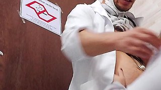 Nurse Takes off Condom While Having Sex with Asian Doctor in Hospital Bathroom