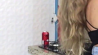 Two Girls Rubbing Each Other in Jeans in Intense Kisses