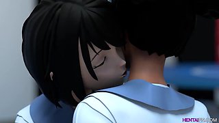 3D College Lesbian Sex Cartoon