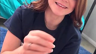 Red-haired student gets fucked by a dude in her room in her mouth and pussy