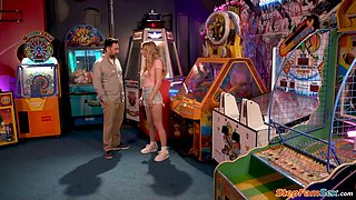 I really want to blow my stepdads uncut cock at the arcade