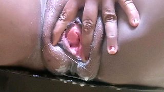 Two Open Cunts Dripping and Farting Super Hot Moments
