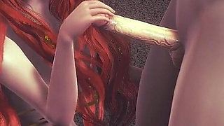 Red Head Ariella Oral Sex Blowjob and Cumshot - Sexy Anime Girl Sucks Cock in Honey Select 2 3D Animation Hentai