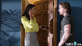 mom teaching stepson and his teenage GF