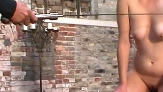 Nipple clips and whipping my female slave