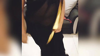 Black and Gold Saree Seduction