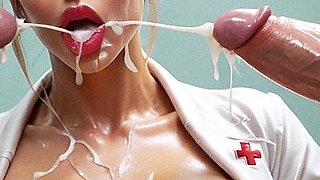 Nurse Woman Lara and Jared in Gloryhole Club, Big Tits, Gloryhole Bukkake, Big Dick Sucking Cock