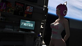 Cute japanese anime catgirl gets fucked on a space station