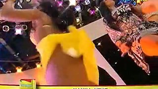 Super hot up skirt on live tv with naughty, sexy dancers
