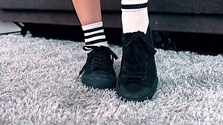 After school solo masturbating session with horny teen